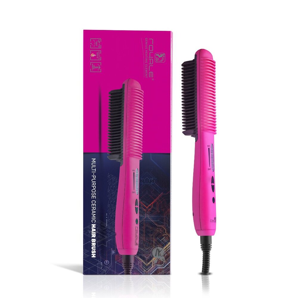 Royale Ceramic Straightening Brush - FREE Travel Case and Comb